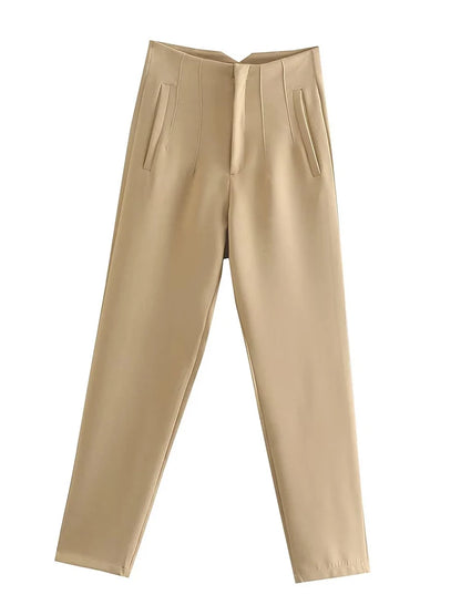 Belle Étoile Nice™ | Pantalon droit taille haute zippé – Élégance vintage