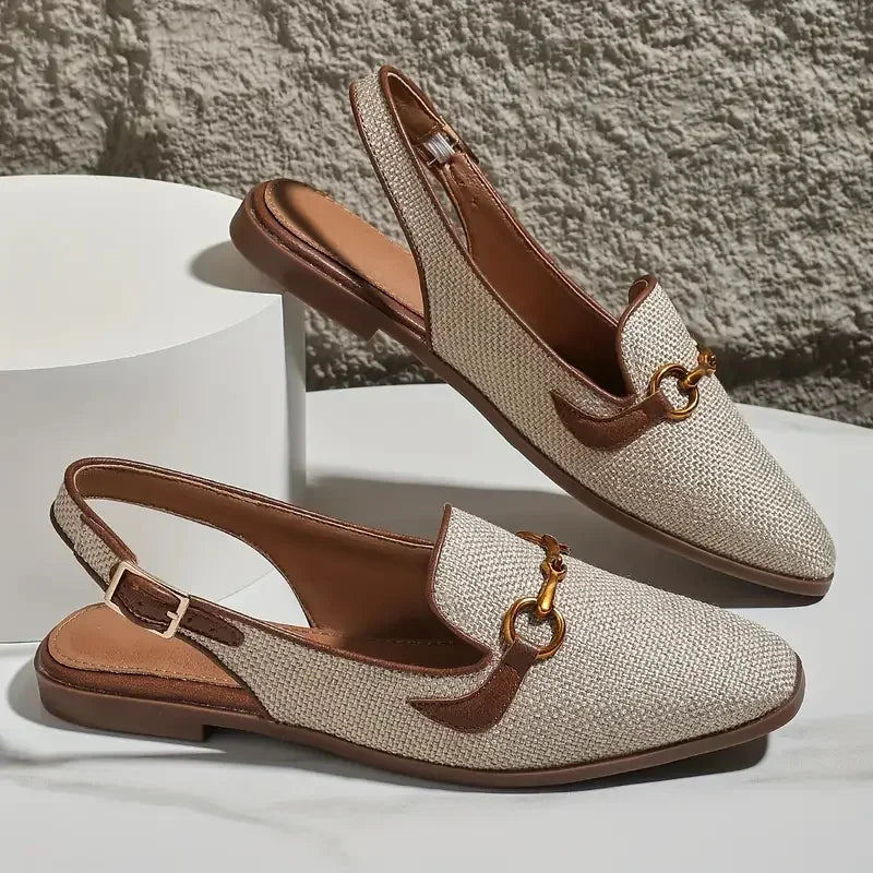 Belle Étoile Nice™ | Mocassins Slingback en Tissu avec Détail Métallique