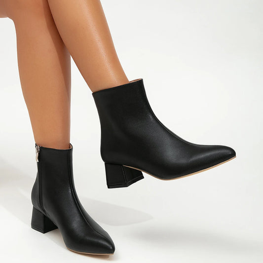 Belle Étoile Nice™ | Bottines Femme à Talon Épais – Bout Pointu et Chaudes