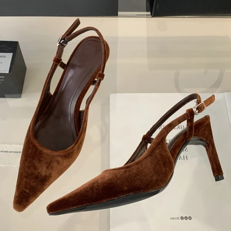 Aneikeh Spring Fashion Pointed Toe Women Pumps Sexy Thin High Heels Sandals Elegant Banquet Female Mule Shoes