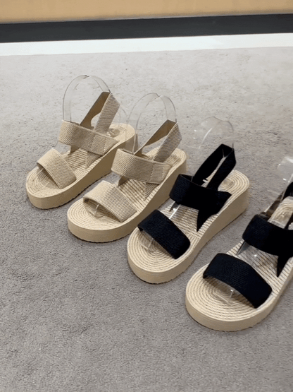 Méloria™ | Sandales Noires à Brides Larges et Semelle Confort