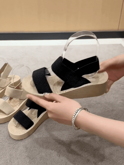 Méloria™ | Sandales Noires à Brides Larges et Semelle Confort