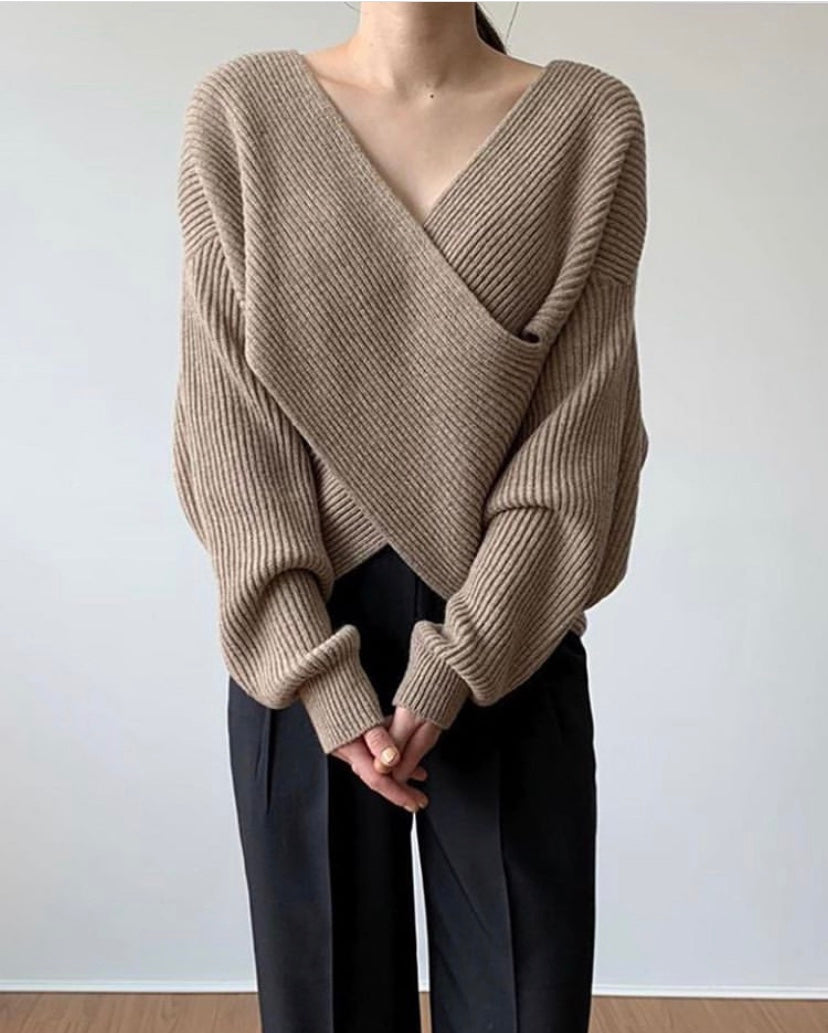 Ysaline™ | Pull en tricot croisé chic
