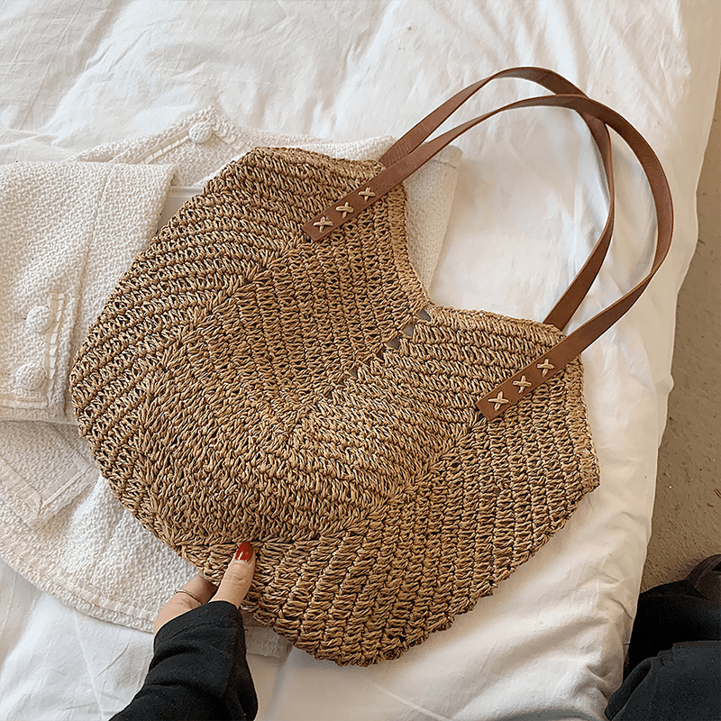 Belle Étoile Nice™ | Althéa - Grand Sac en Paille Bohème – Élégance Naturelle